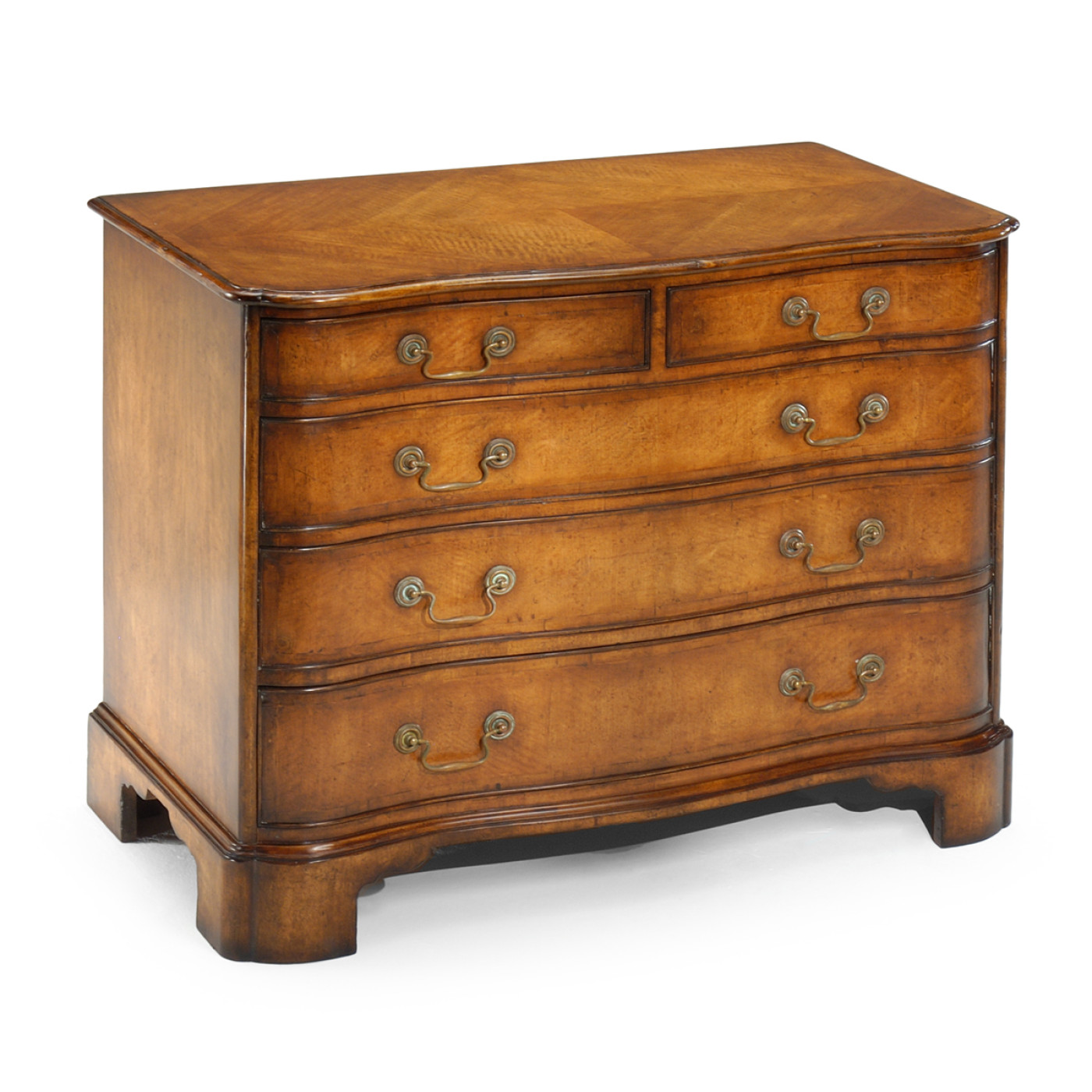 Walnut chest of drawers with serpentine front