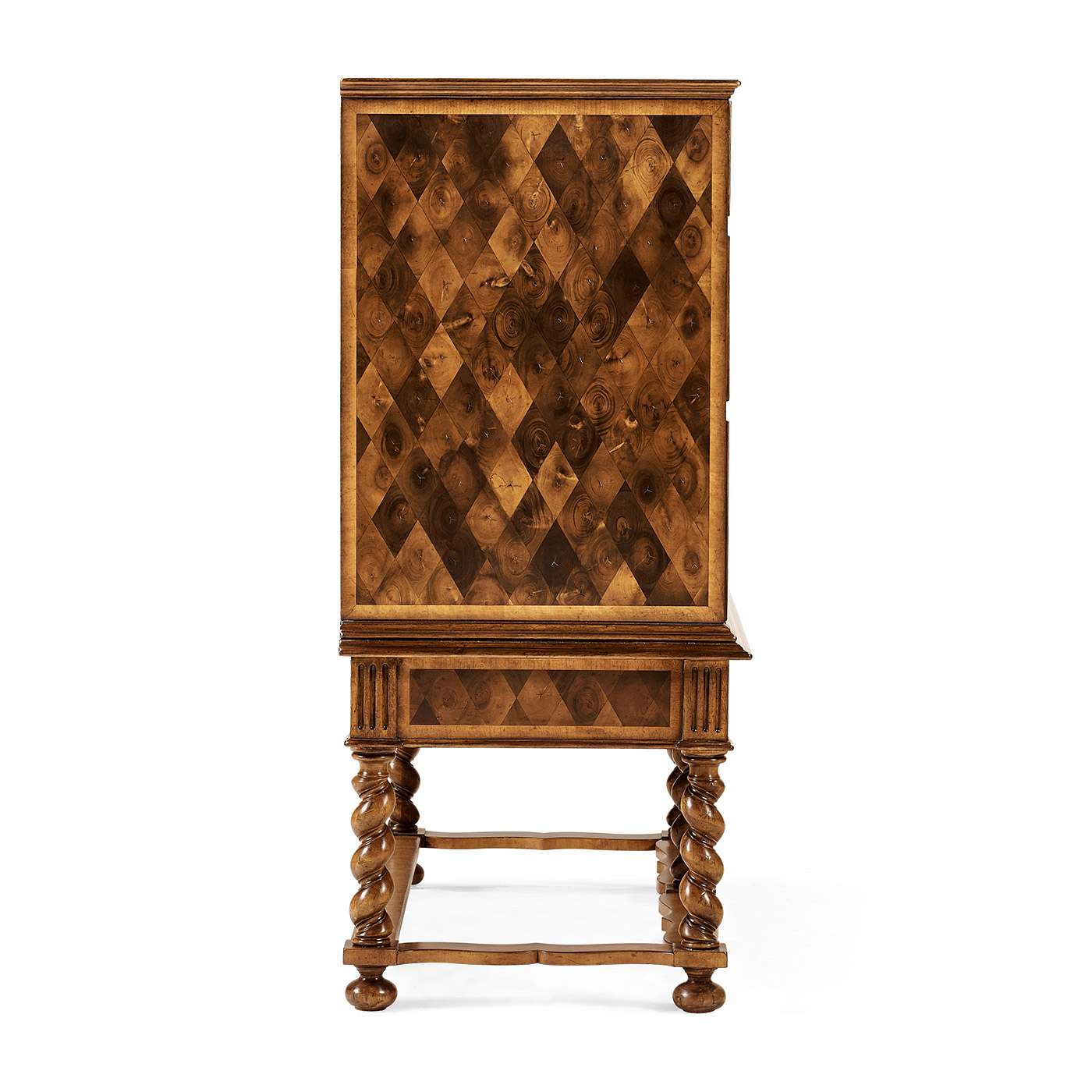 Oyster veneer chest on stand