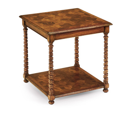 Oyster veneer square side table