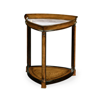 Walnut & églomisé triangular lamp table