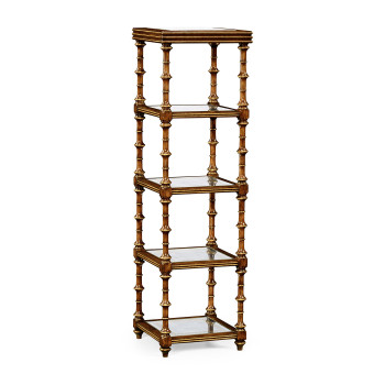 Walnut & Églomisé Five-Tier Étagère