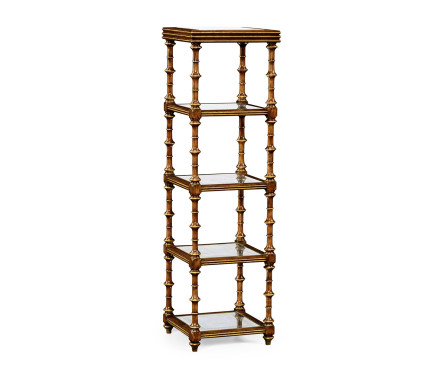 Walnut & Églomisé Five-Tier Étagère