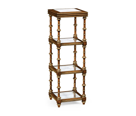 Walnut & Églomisé Four-Tier Étagère