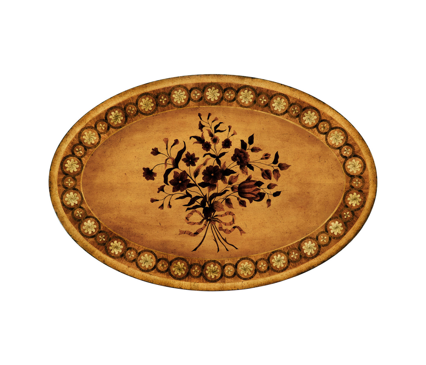 Oval marquetry lamp table