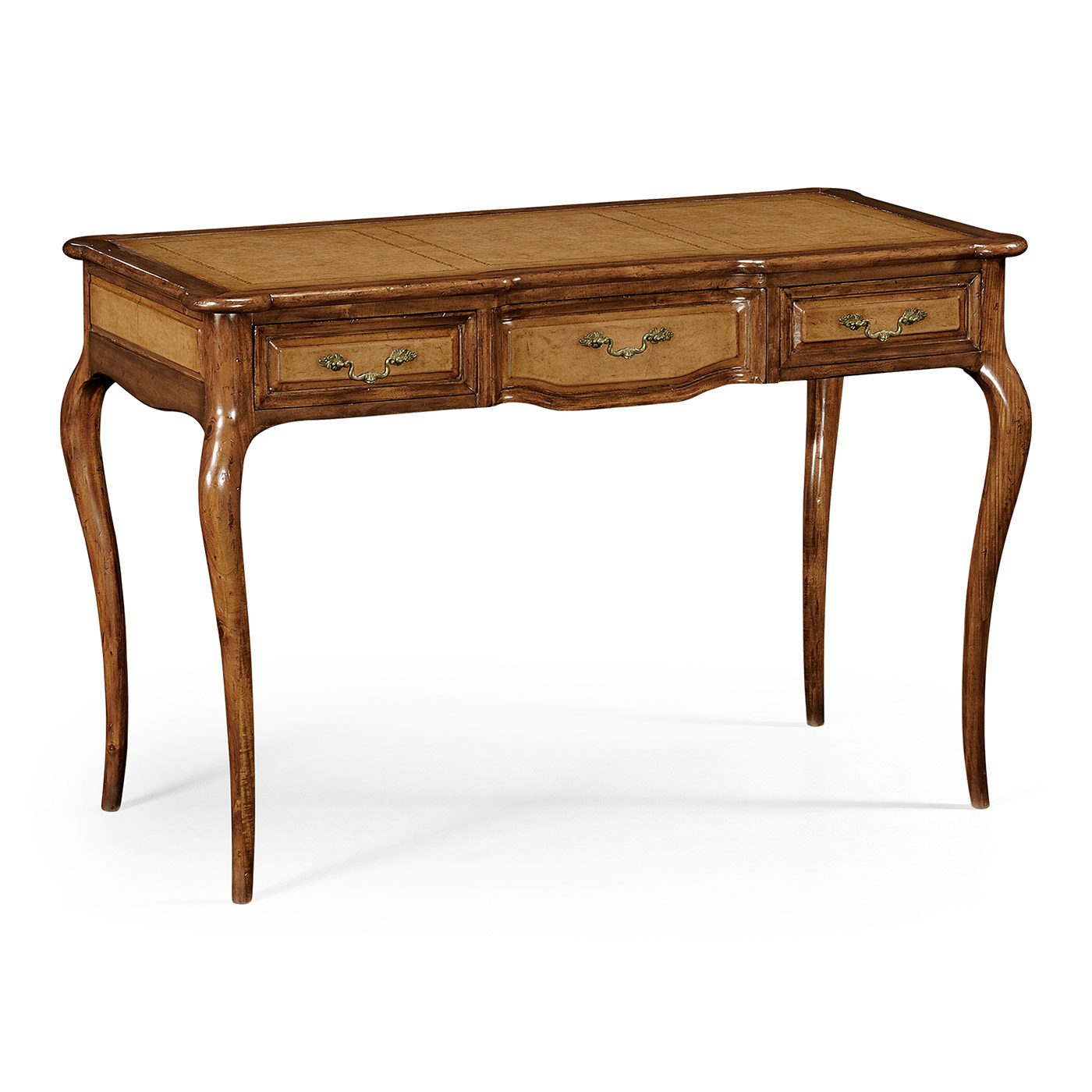 Leather & walnut bureau plat