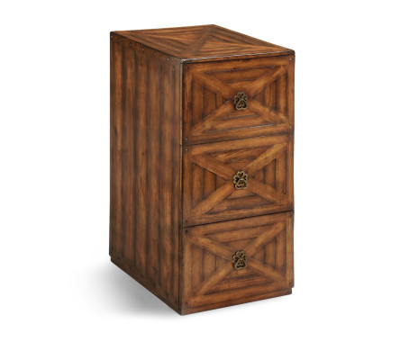 Walnut parquet three filing cabinet