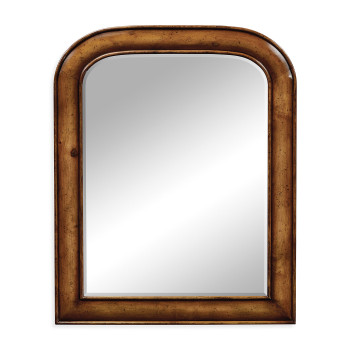 Small walnut mirror with curved top