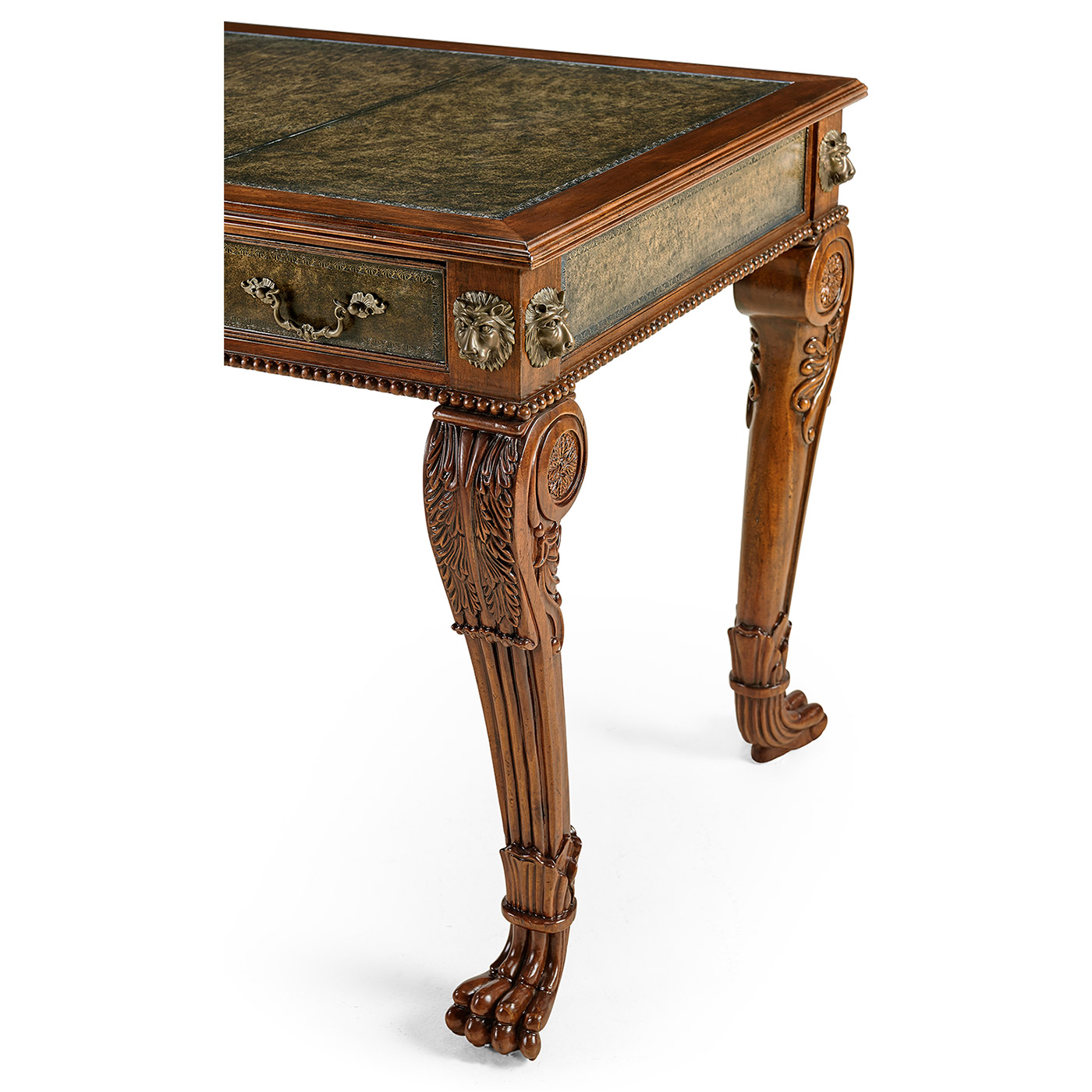 Italian Lions Paw Desk (Leather & Walnut)