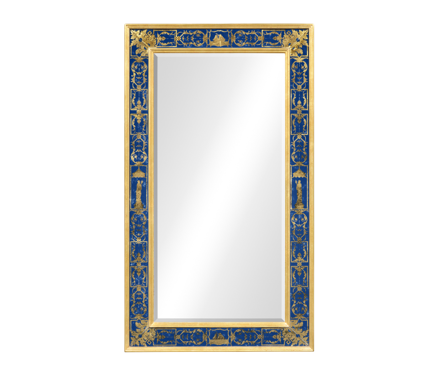 Rectangular Plain Mirror with Gilt Renaissance Decoration (Azure)
