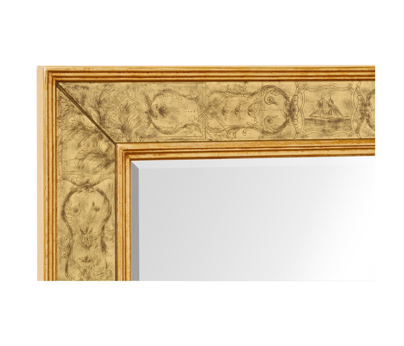 Rectangular Plain Mirror with Gilt Renaissance Decoration (Gold)