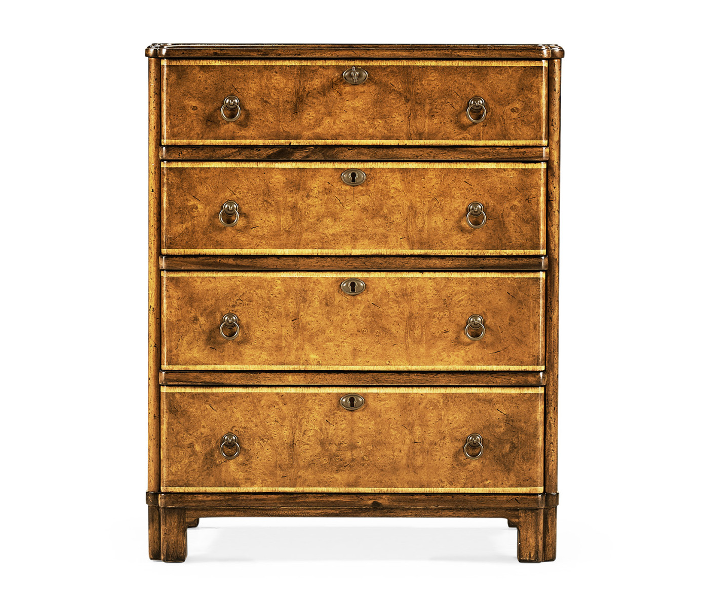 Windsor Walnut Bow Front Chest of Four Drawers