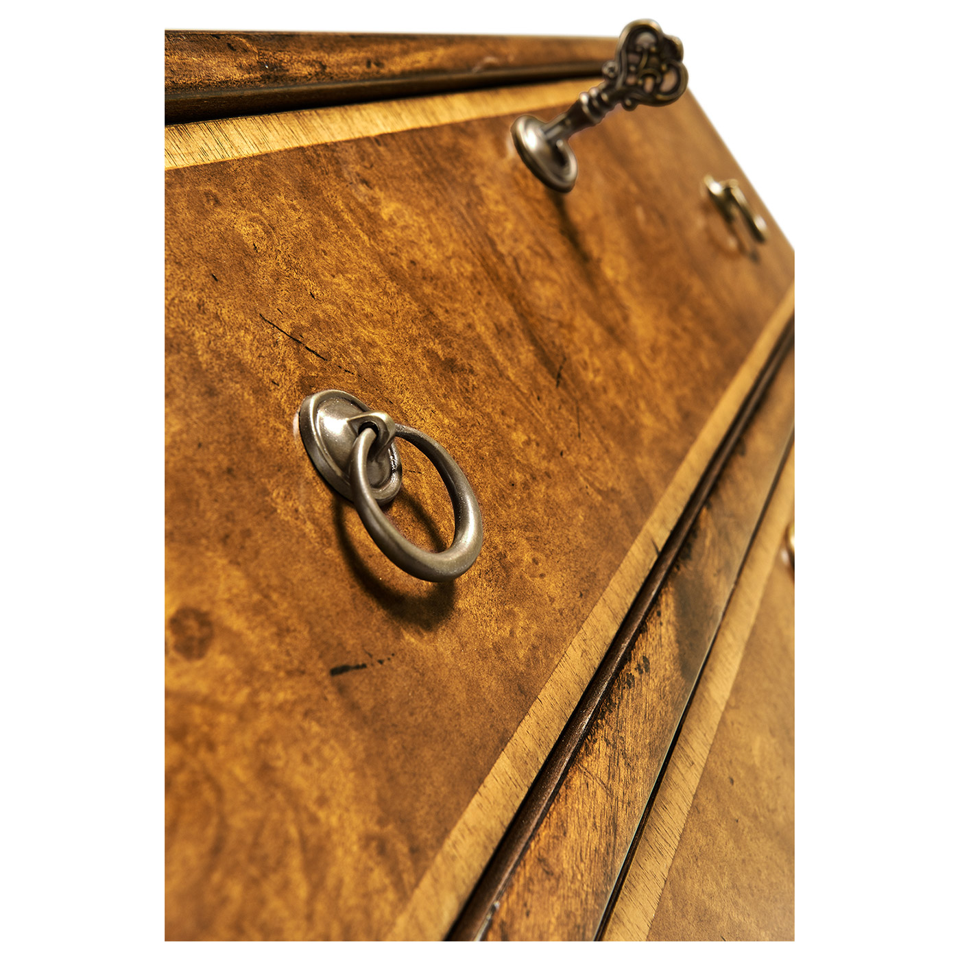 Windsor Walnut Bow Front Chest of Four Drawers