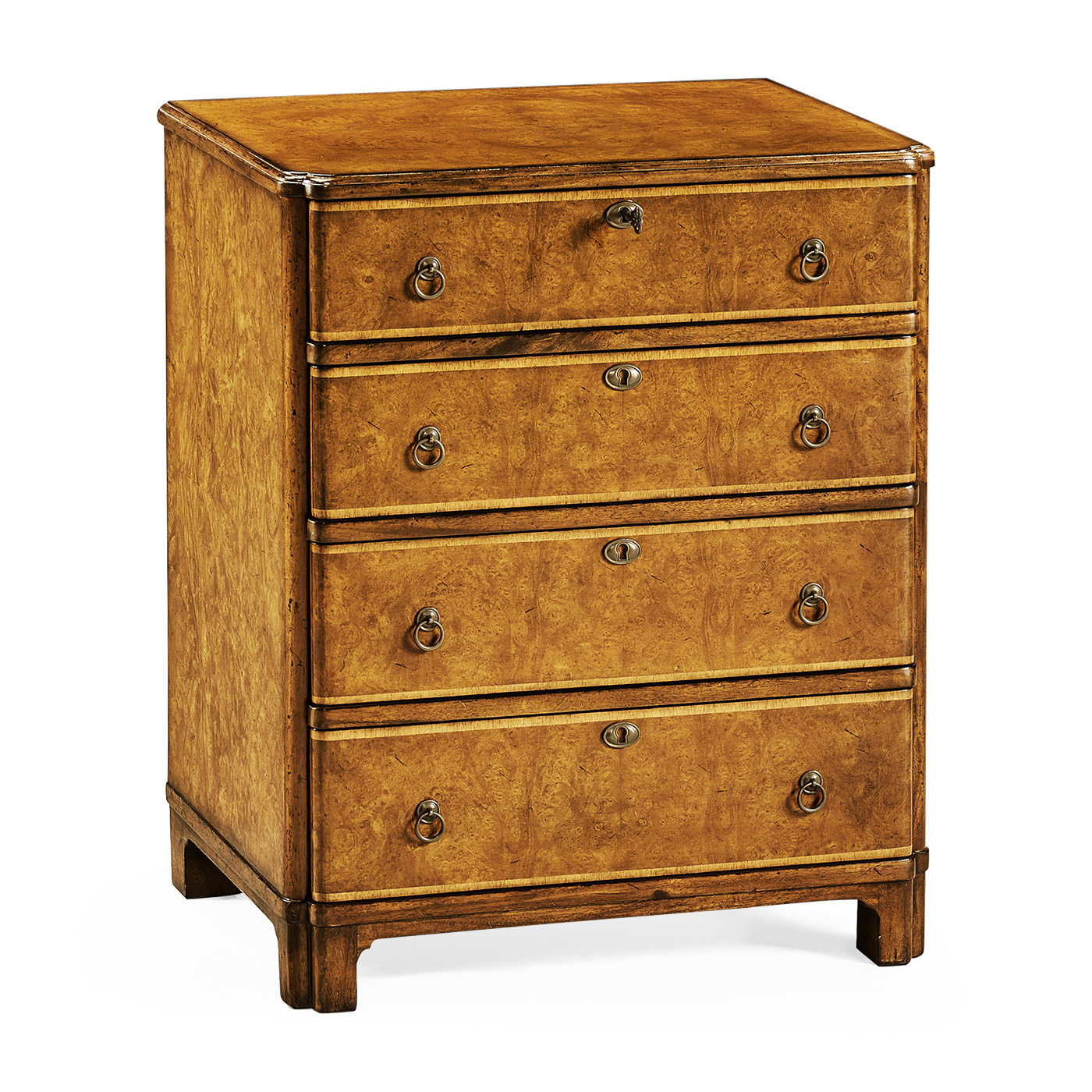 Windsor Walnut Bow Front Chest of Four Drawers
