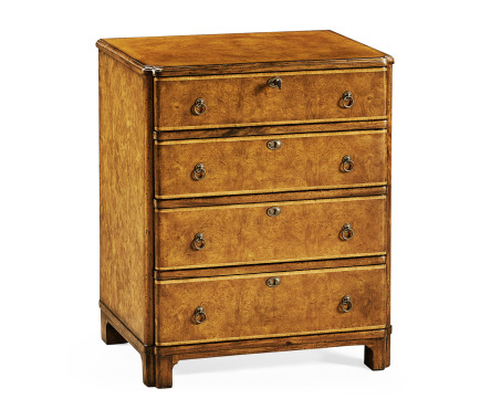 Windsor Walnut Bow Front Chest of Four Drawers