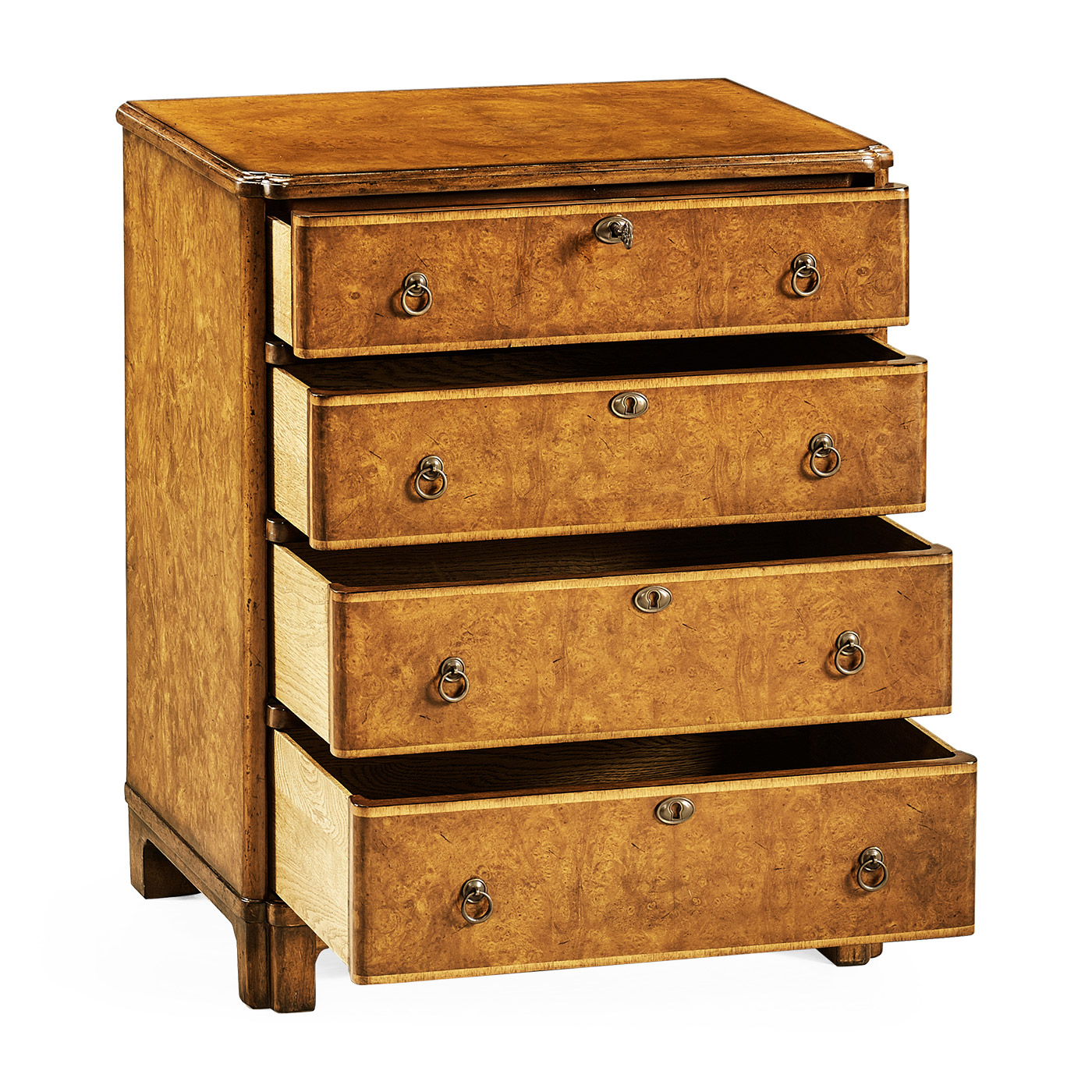 Windsor Walnut Bow Front Chest of Four Drawers
