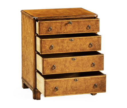 Windsor Walnut Bow Front Chest of Four Drawers