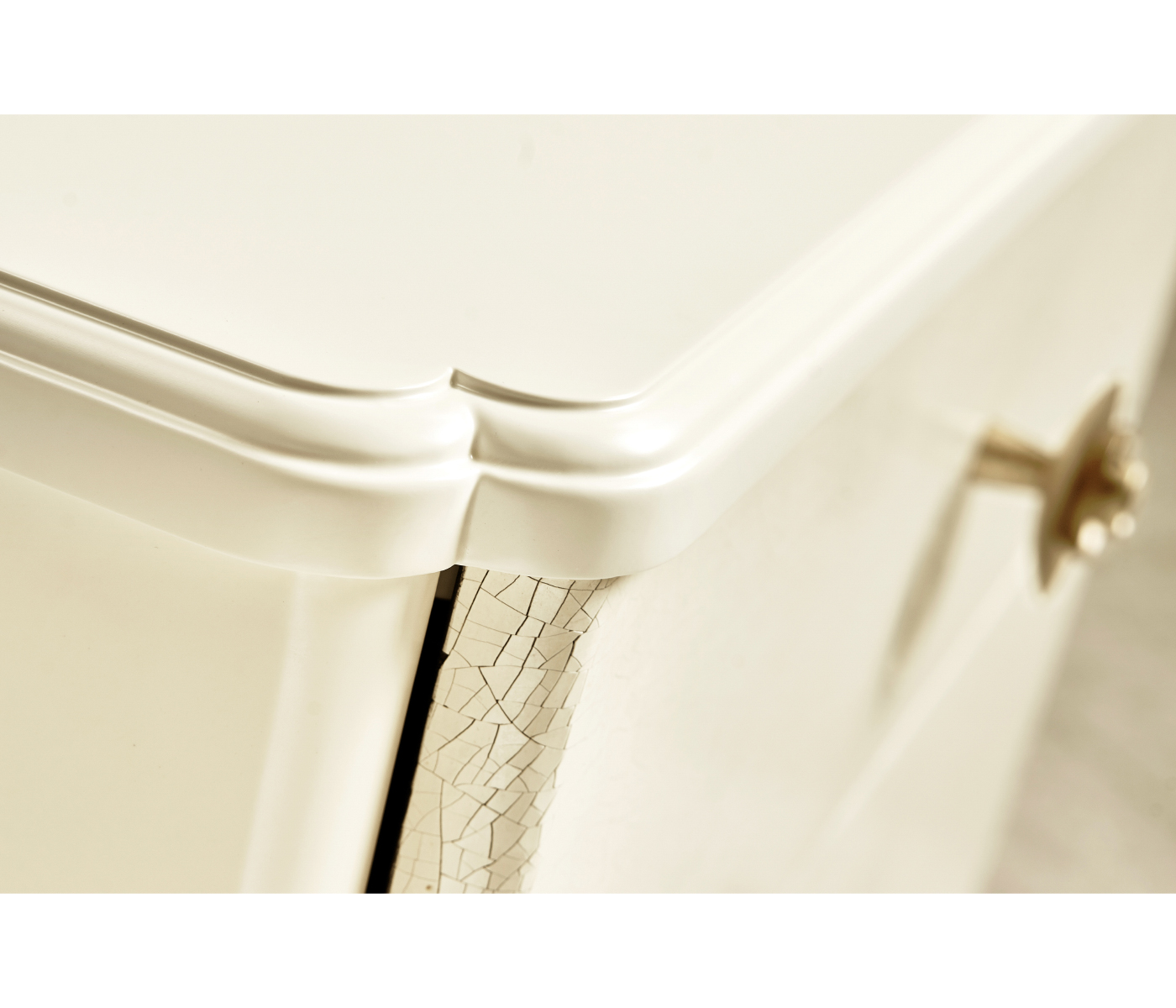 Ivory & Crackle Ceramic Lacquered Chest of Four Drawers