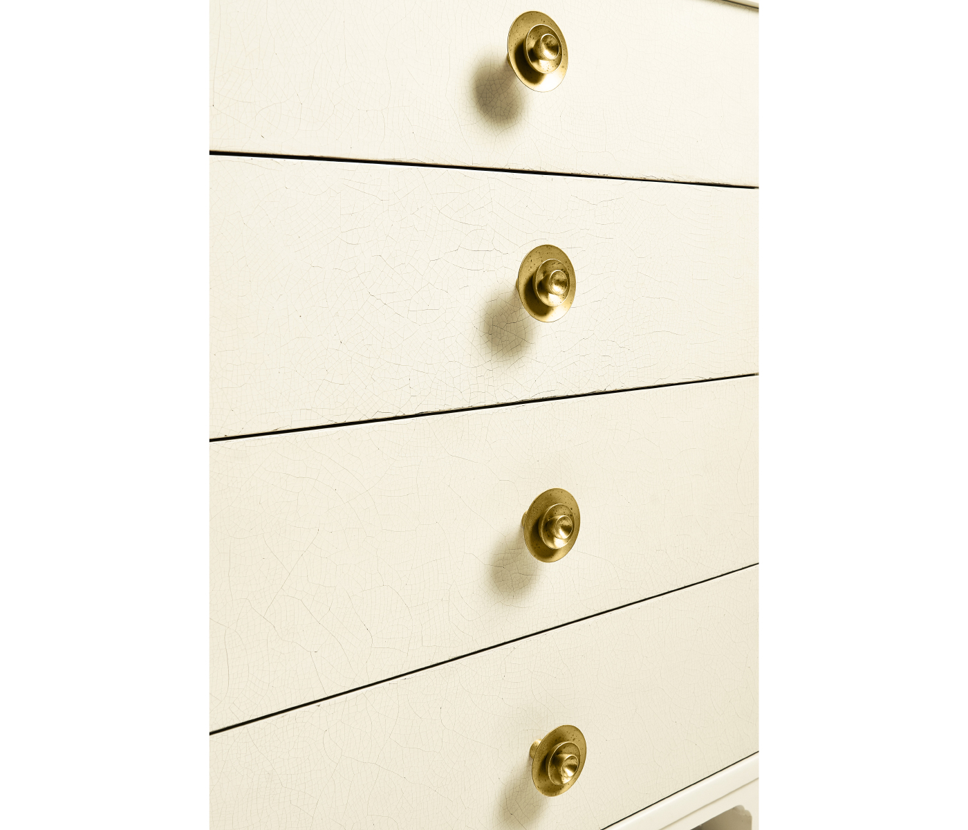 Ivory & Crackle Ceramic Lacquered Chest of Four Drawers