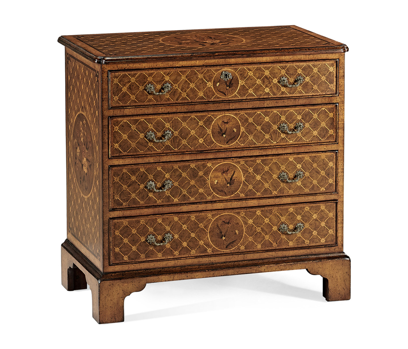 Windsor Floral Marquetry & Parquetry Small Chest of Drawers