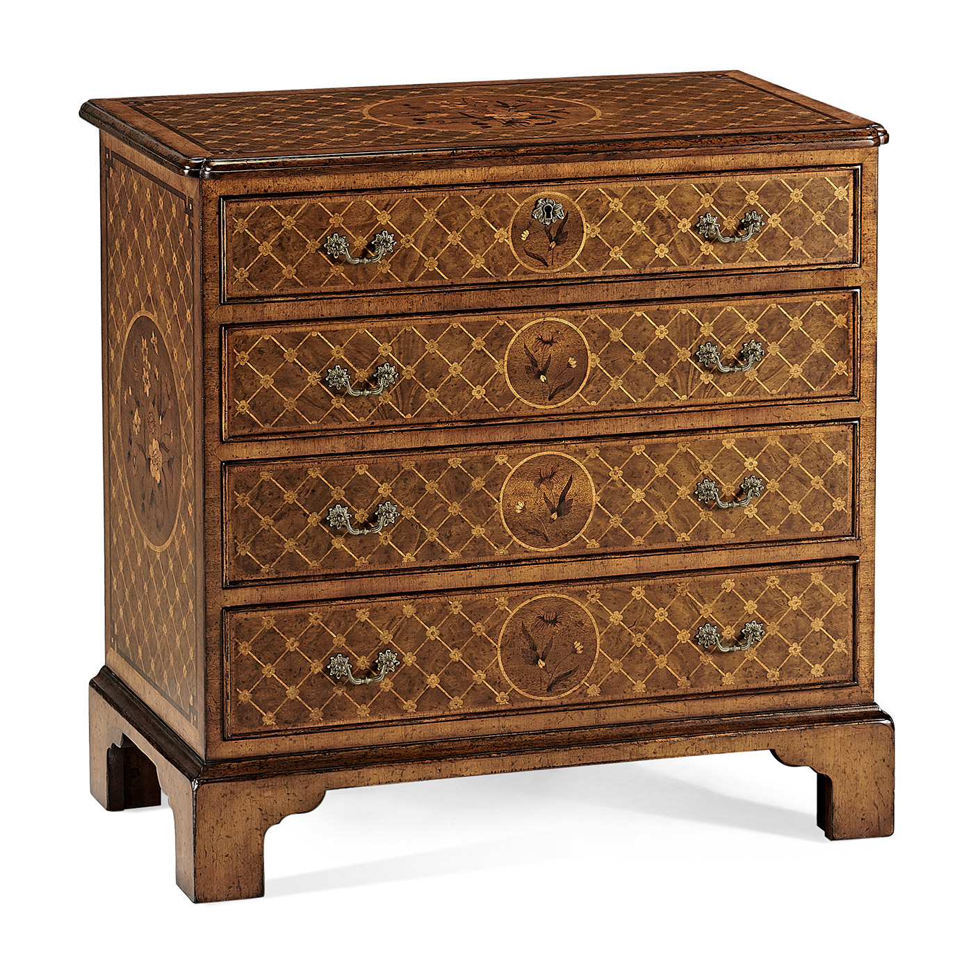 Windsor Floral Marquetry & Parquetry Small Chest of Drawers