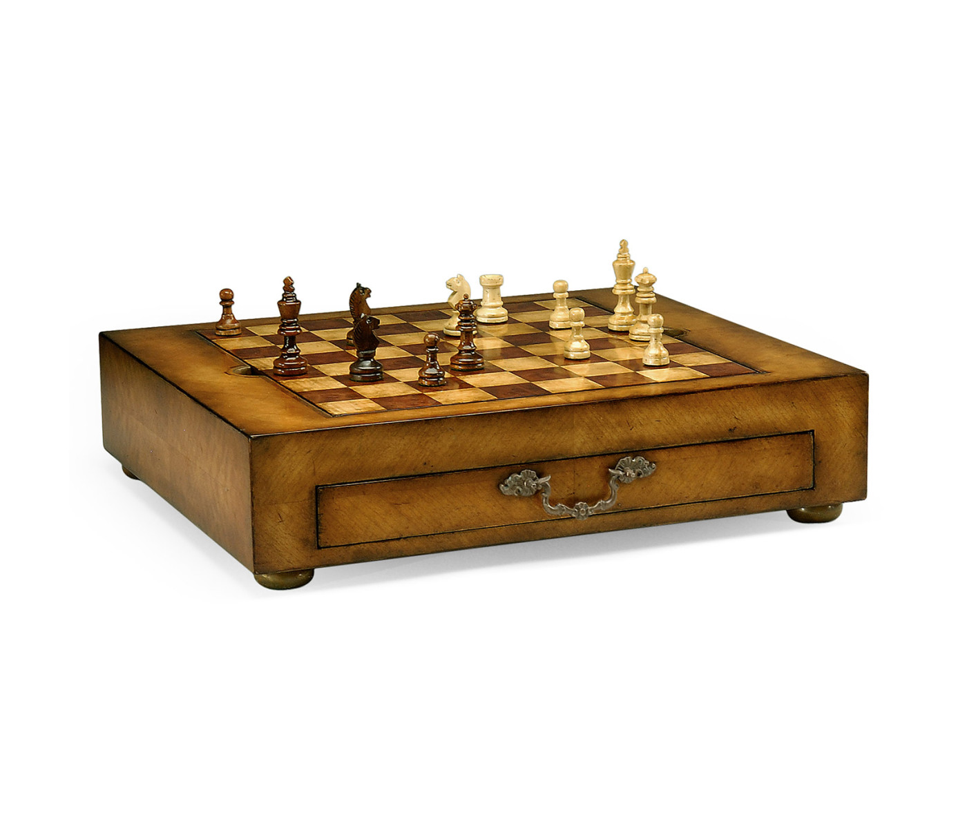 Light Walnut Games Box with Drawer