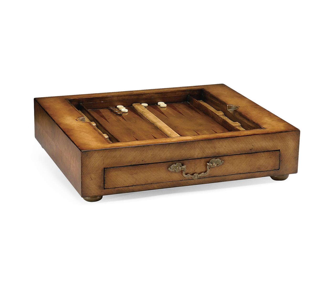 Light Walnut Games Box with Drawer