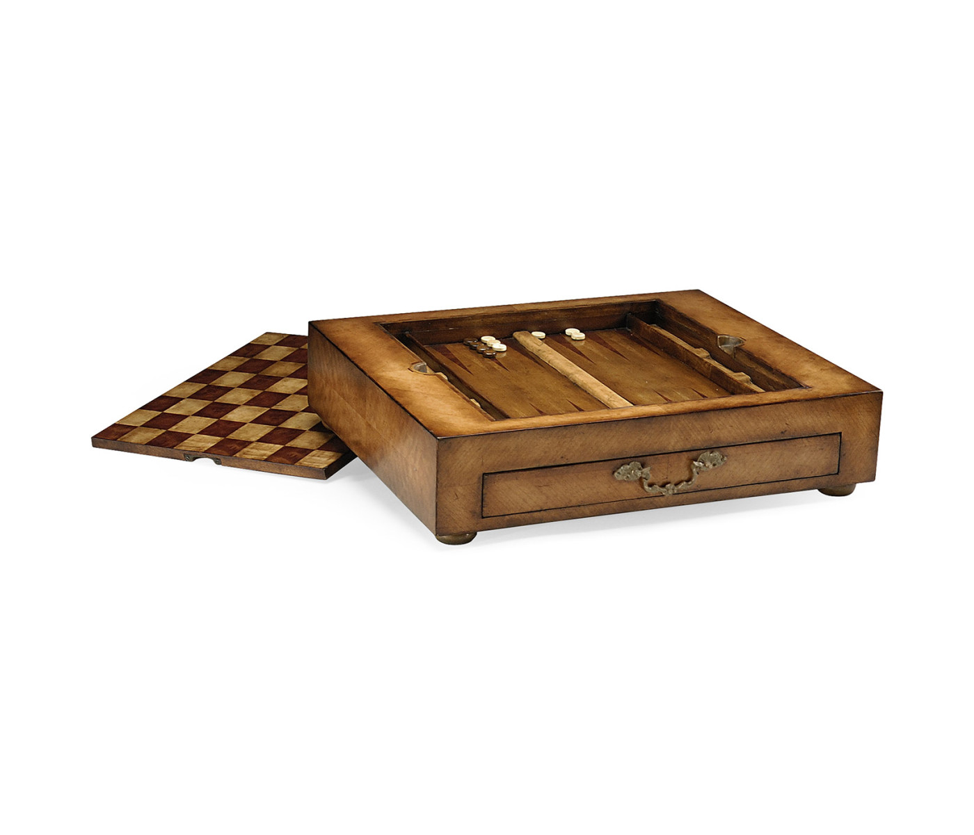 Light Walnut Games Box with Drawer