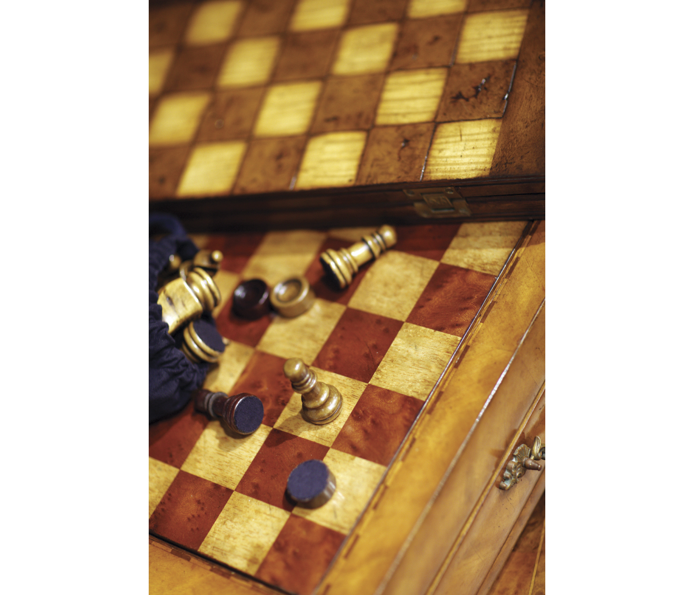 Light Walnut Games Box with Drawer