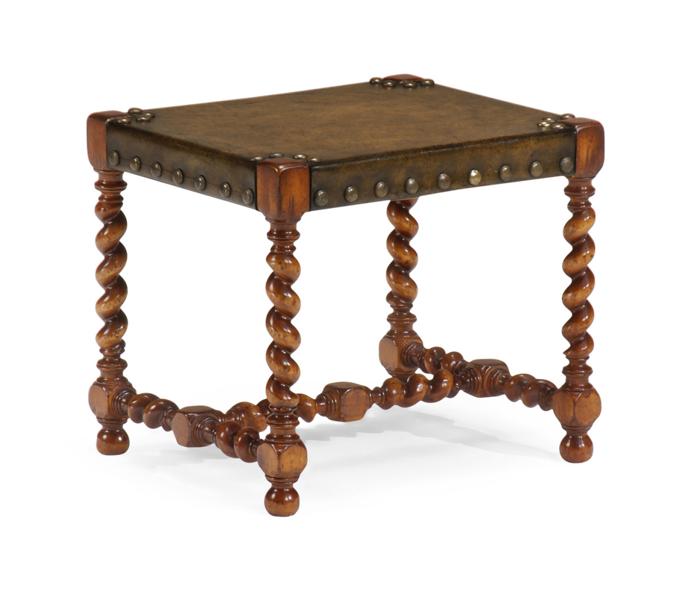 Barley Twist Turned Walnut Footstool