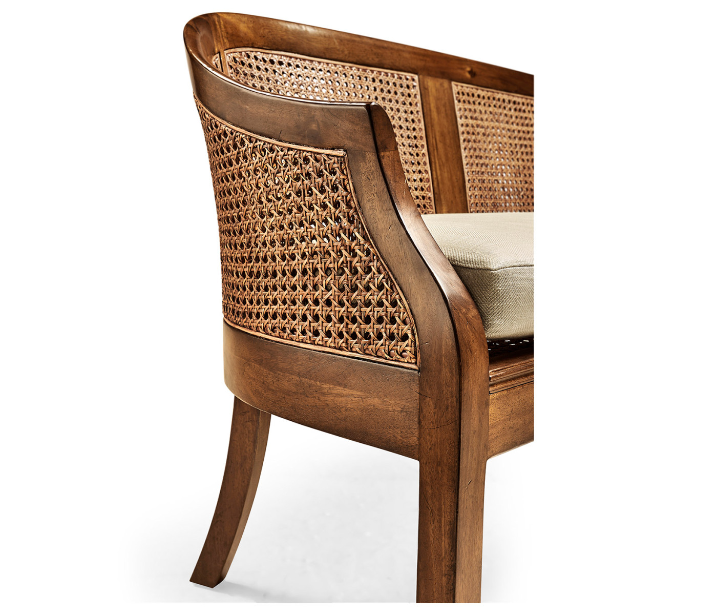 Walnut 2-Seater Salon Settee Cane Back