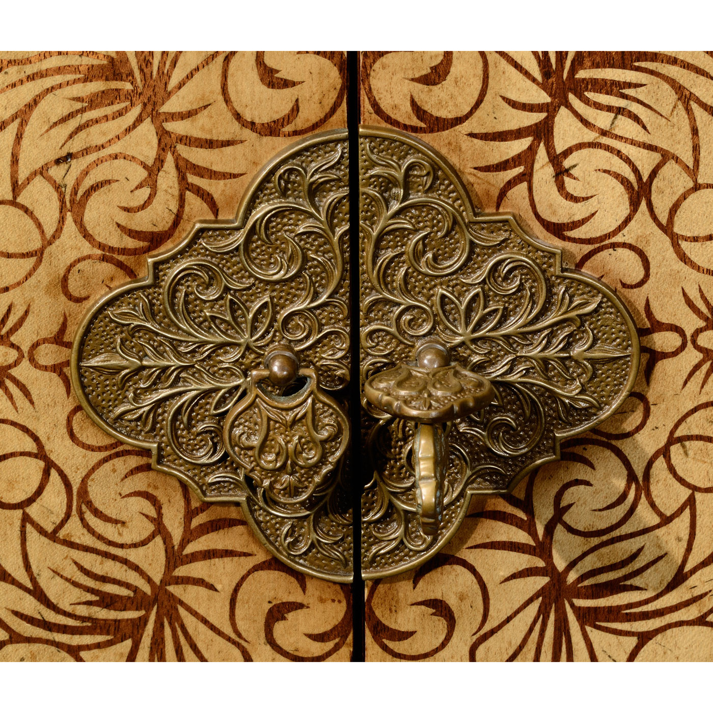 Light Walnut & Seaweed Escritoire Cabinet