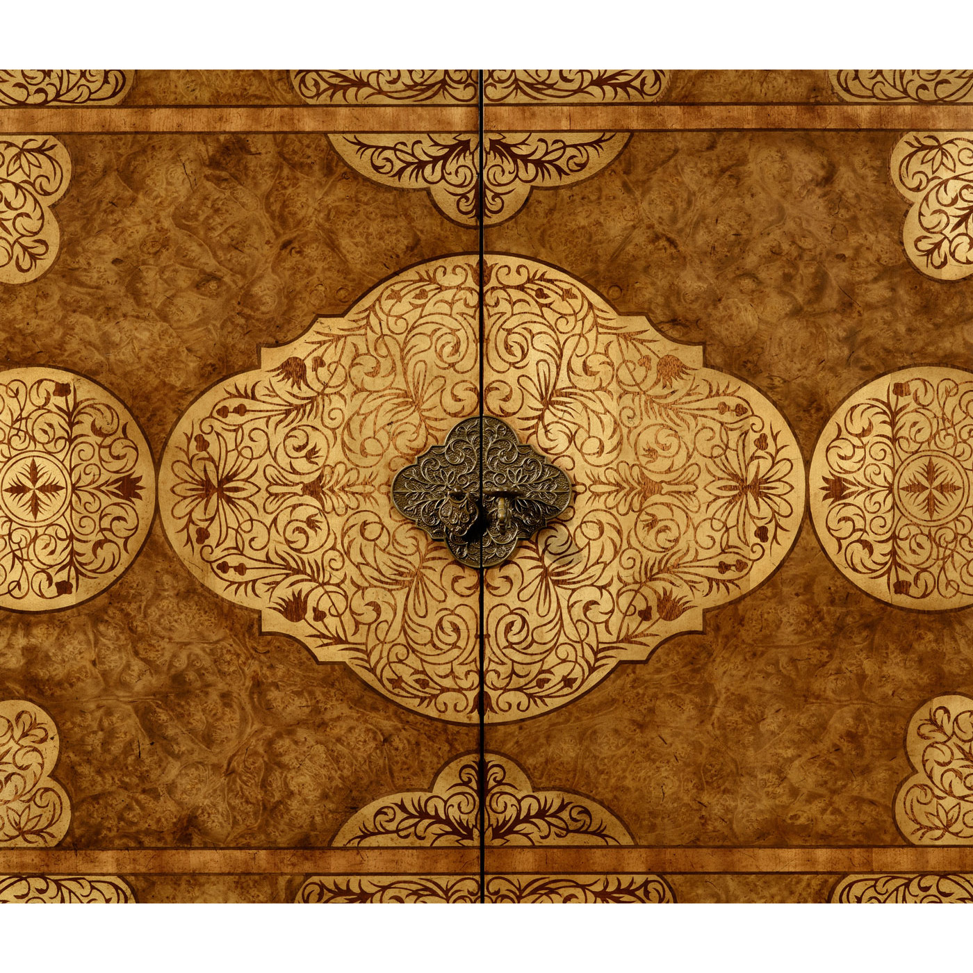 Light Walnut & Seaweed Escritoire Cabinet