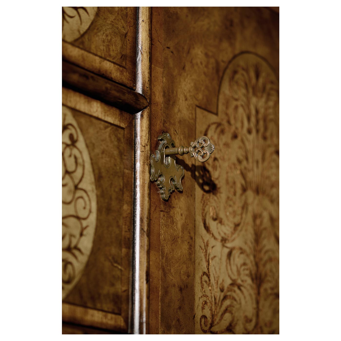 Light Walnut & Seaweed Escritoire Cabinet