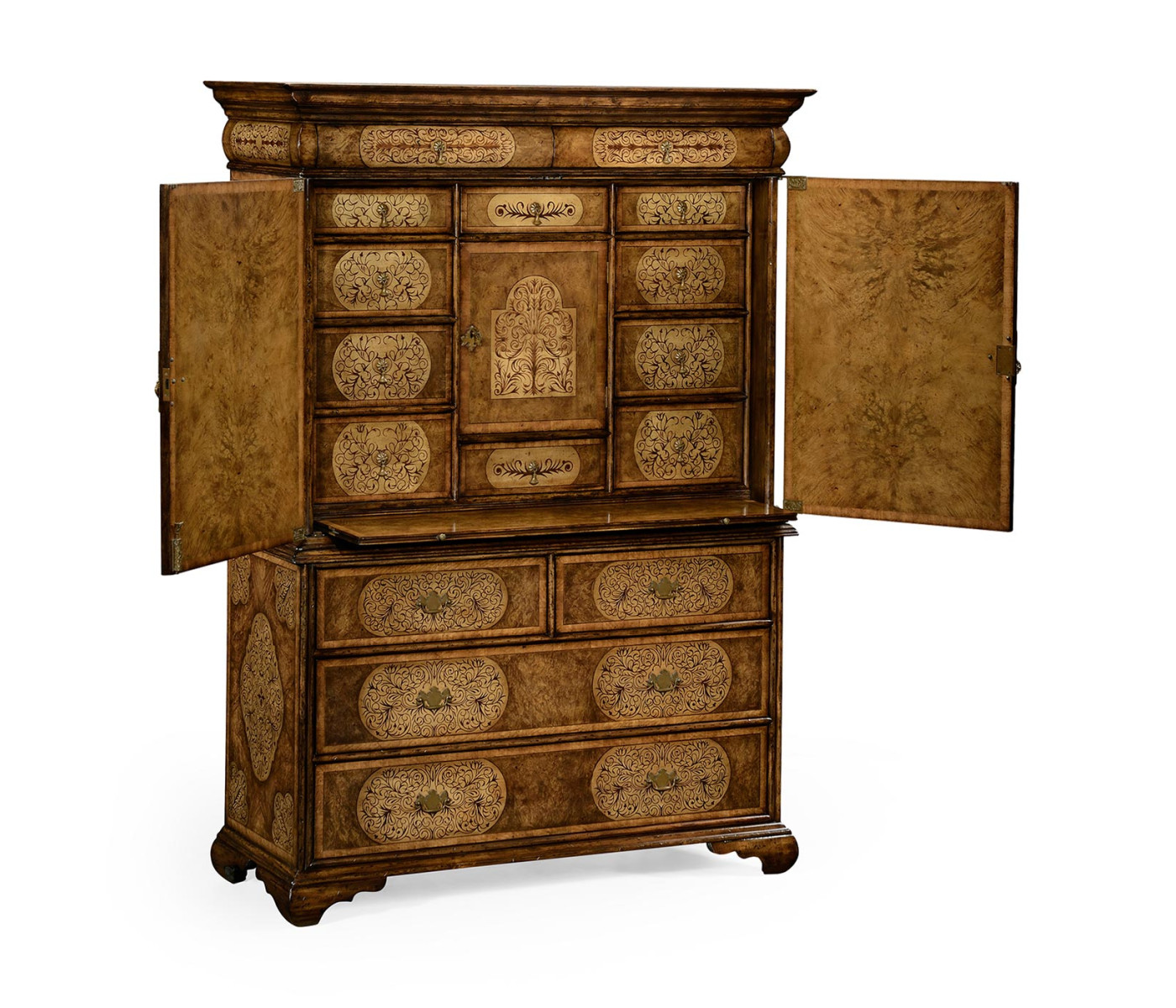 Light Walnut & Seaweed Escritoire Cabinet