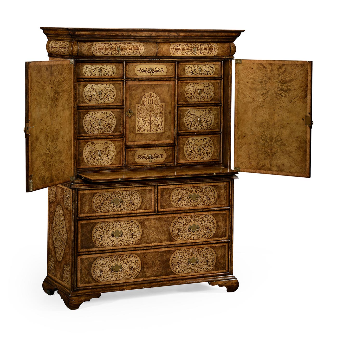 Light Walnut & Seaweed Escritoire Cabinet