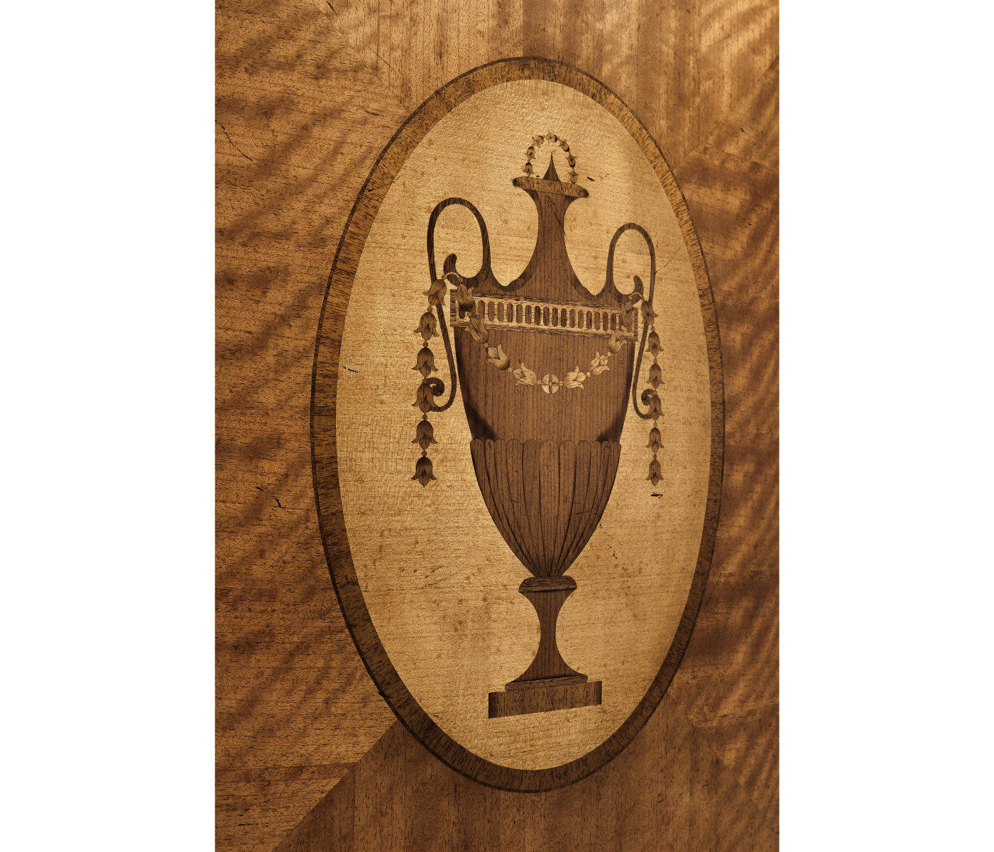 Adam Style Satinwood & Marquetry Demilune Cabinet
