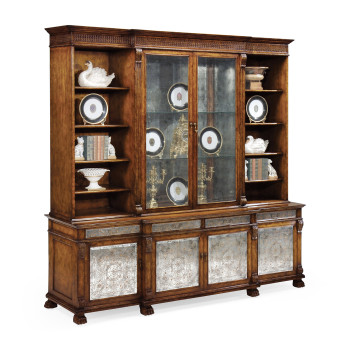 Large Breakfront Walnut & Églomisé Cabinet