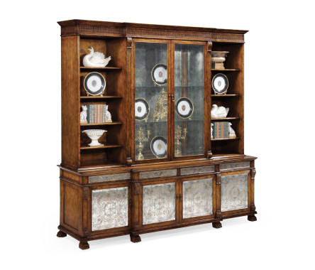 Large Breakfront Walnut & Églomisé Cabinet