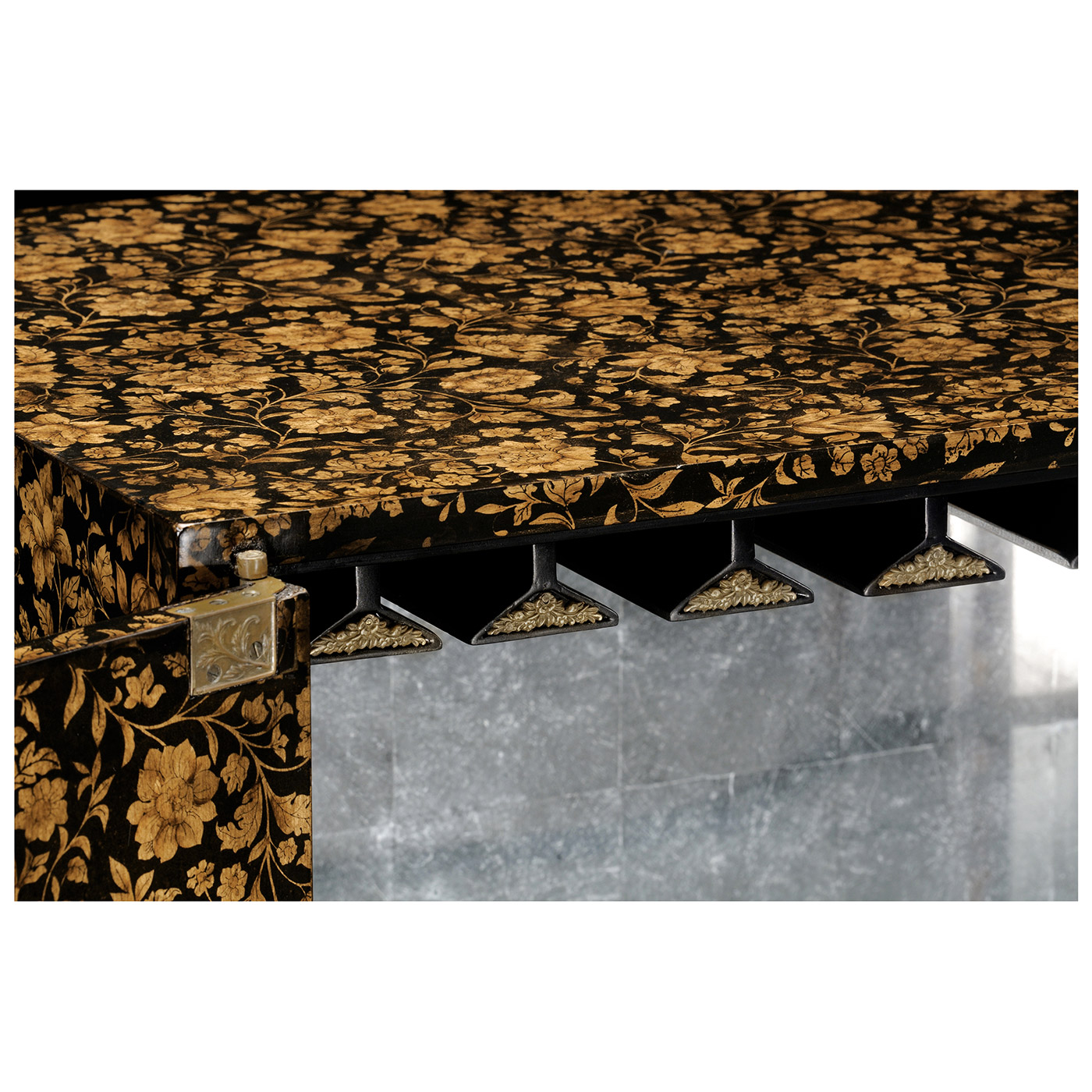 Black Chinoiserie Drinks Cabinet