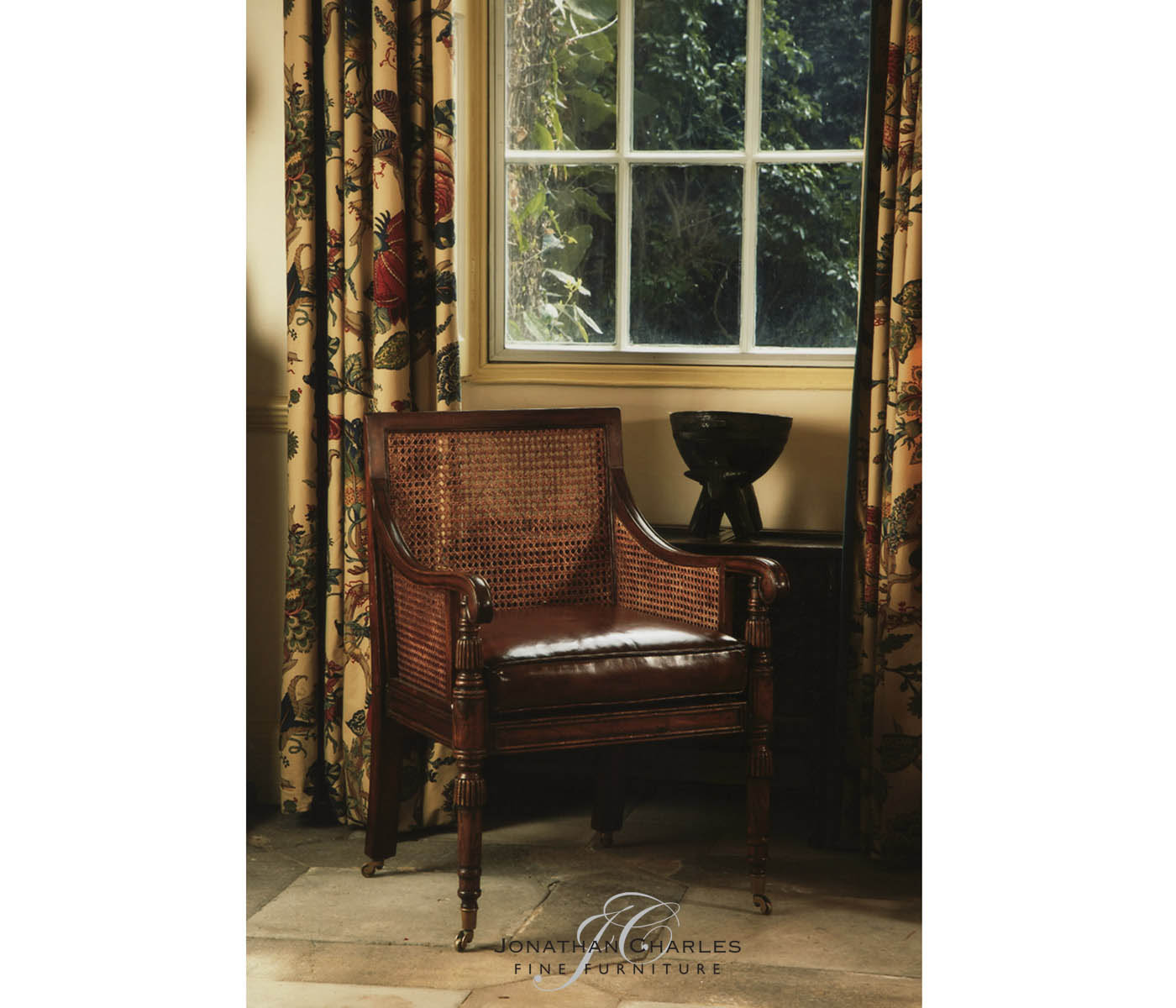 Walnut Caned Bergere Chair