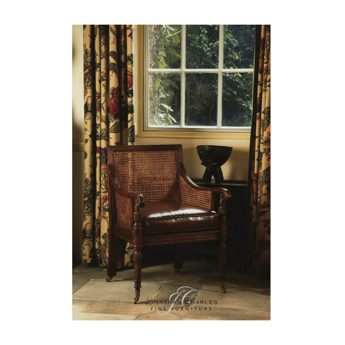 Walnut Caned Bergere Chair
