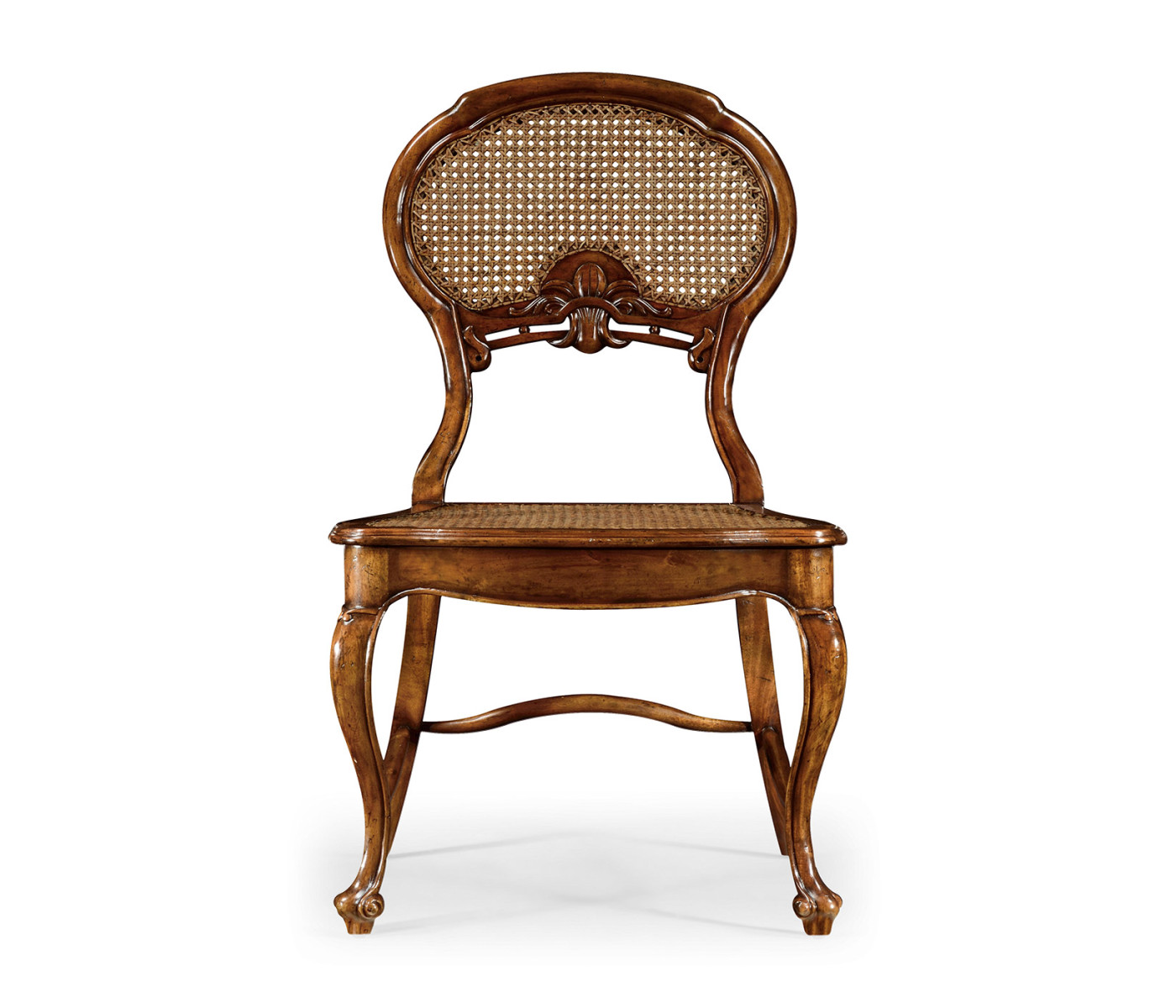 French Style Salon Side Chair with Caned Back