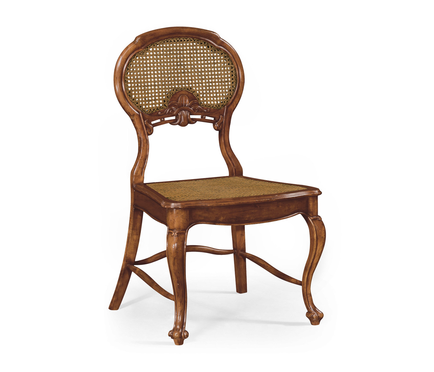 French Style Salon Side Chair with Caned Back
