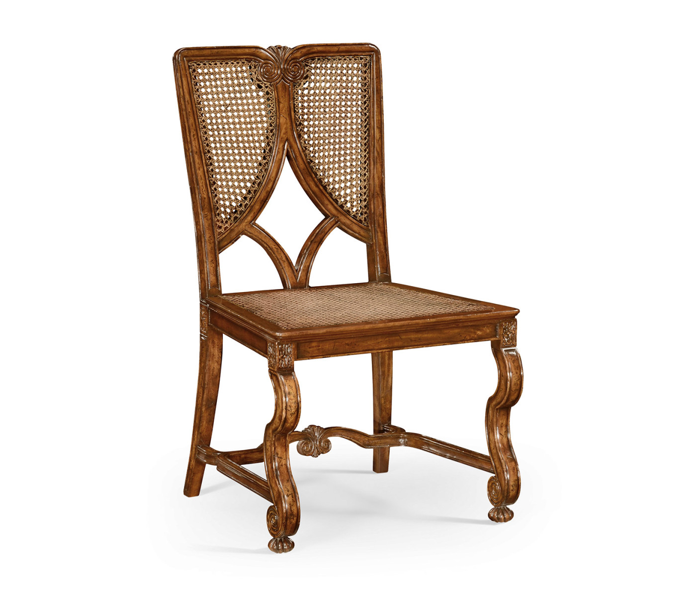 Continental Side Chair with Panelled Caned Back