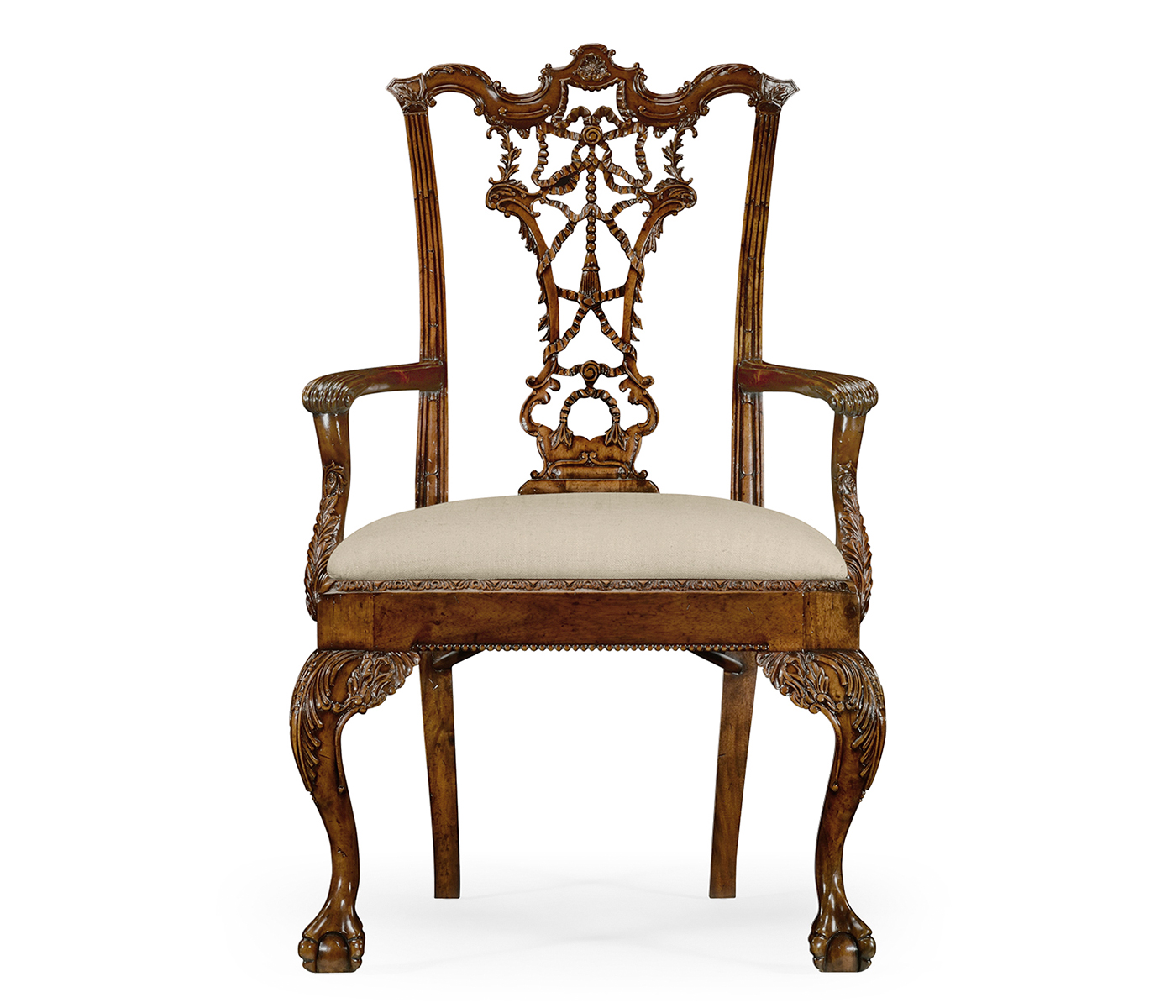Chippendale Ribbon Back Arm Chair (Mahogany)