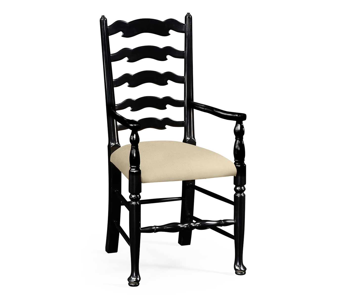 Traditional Ladderback Black Painted Dining Arm Chair