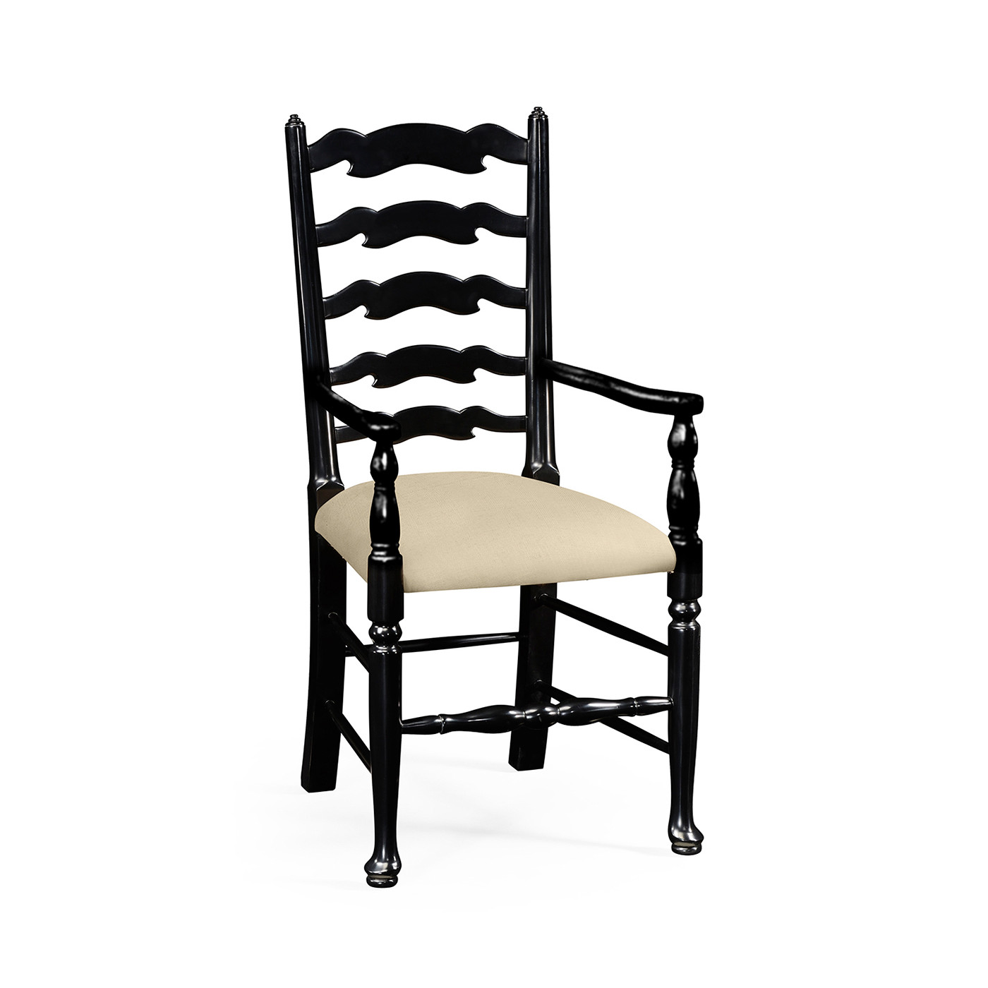 Traditional Ladderback Black Painted Dining Arm Chair
