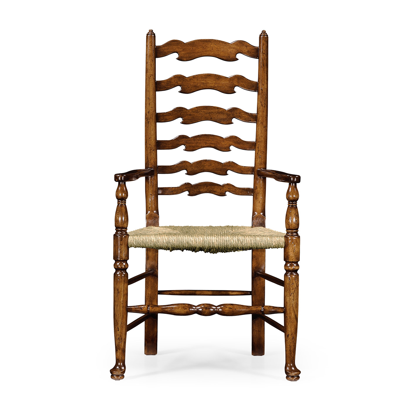 Traditional Ladderback Walnut Dining Arm Chair