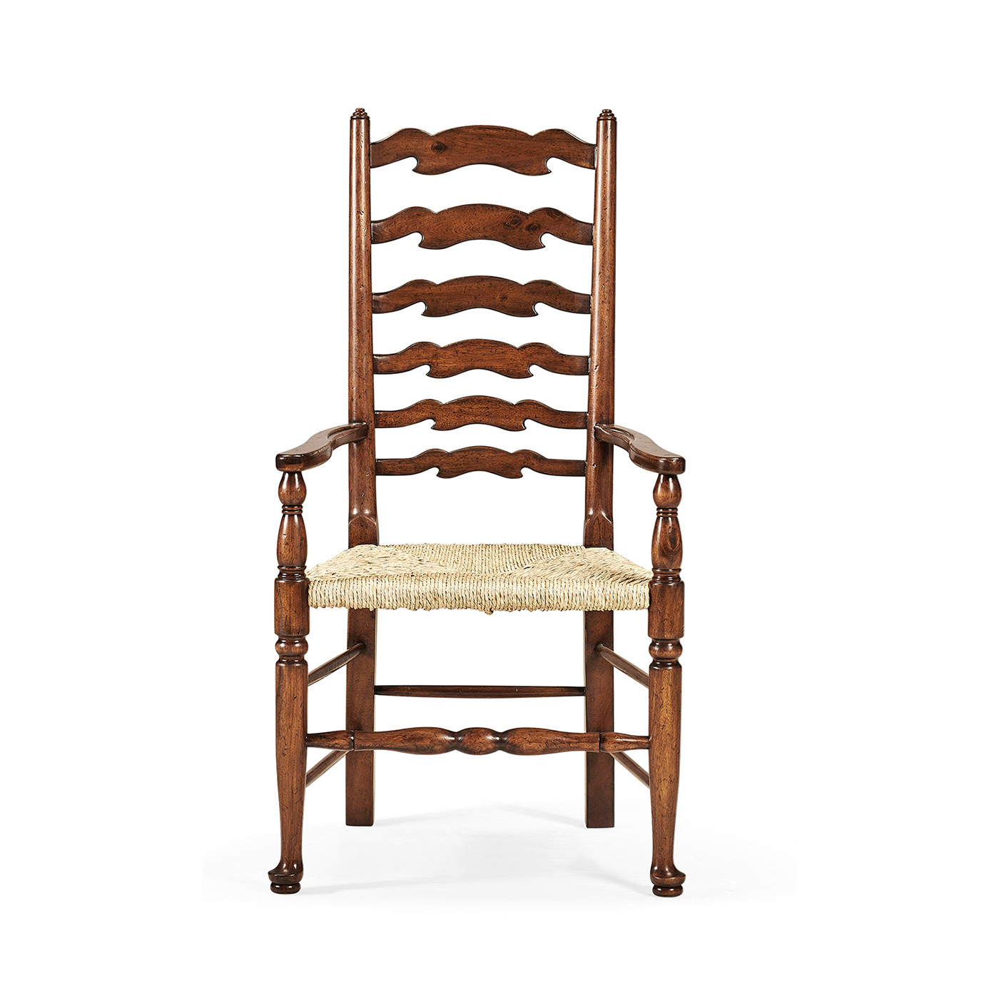 Traditional Ladderback Walnut Dining Arm Chair