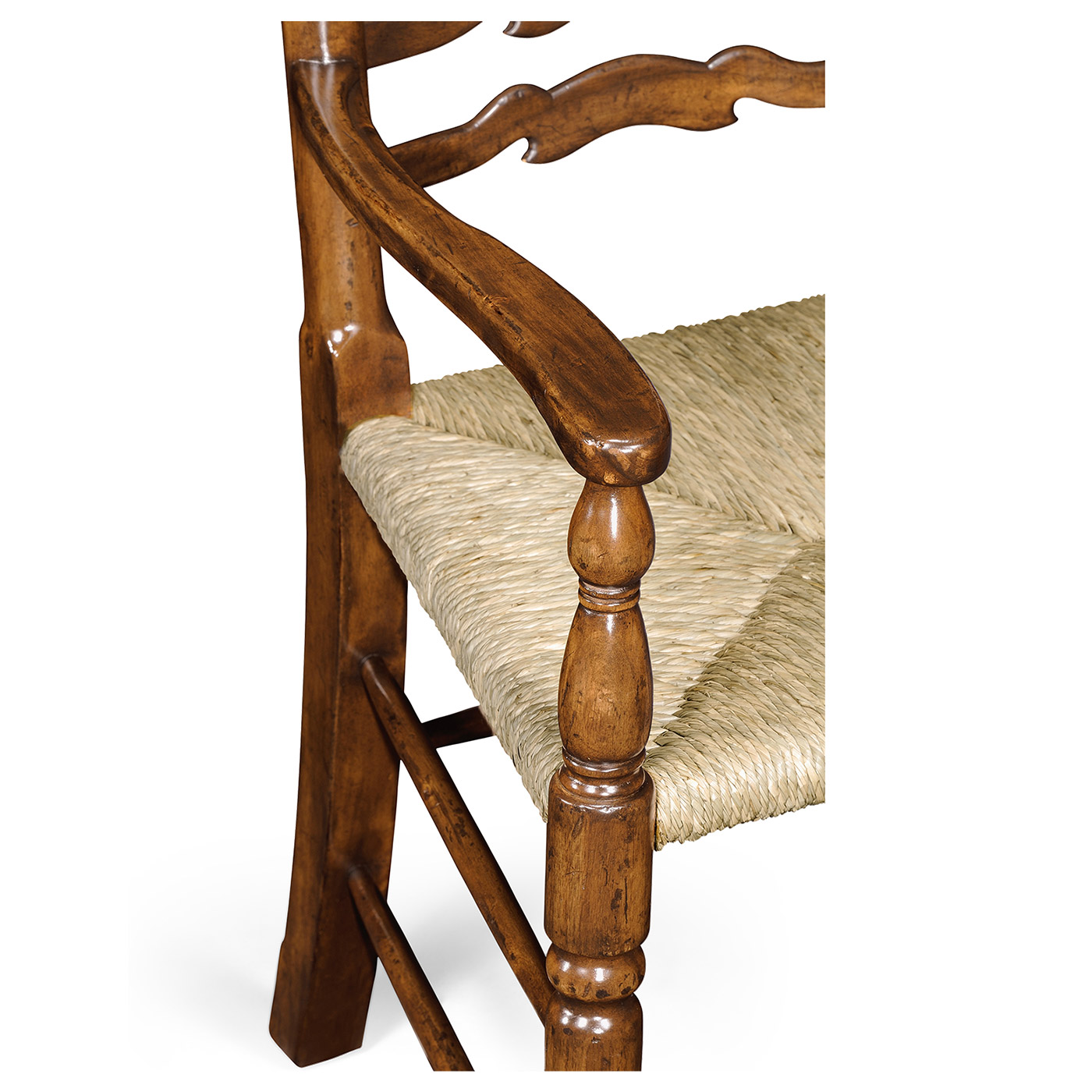 Traditional Ladderback Walnut Dining Arm Chair
